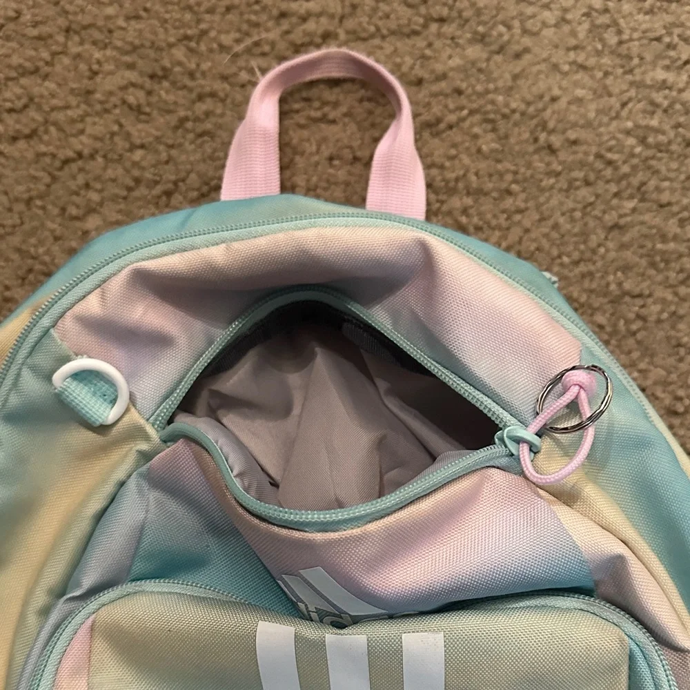 adidas Womens Backpack Pastel Tie Dye School Travel Bag Pink Mint OS - Picture 5 of 6
